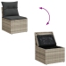Conjunto de comedor de jardín de 8 piezas con almohadas ratán sintético gris claro