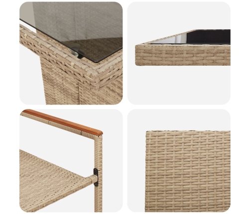 Juego de Comedor de Jardín de 9 Piezas  Beige Poliratán