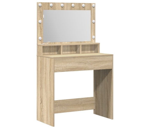 Mesa de Maquillaje  con Luces LED Roble Sonoma 79x41x135 cm