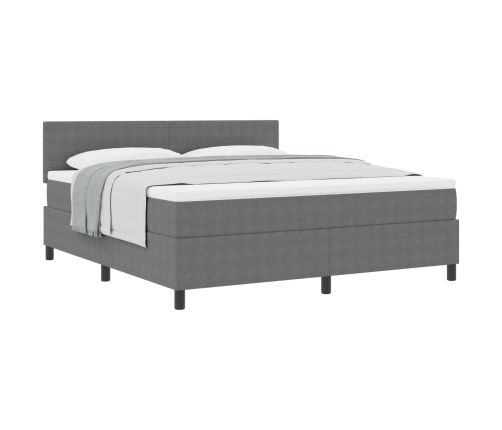 Cama con Somier  con Colchón Gris Super King Tela de Terciopelo