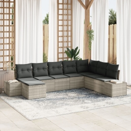 Conjunto de Sofás de Jardín  Conjunto de 8 Gris Claro