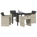Set de Comedor de Jardín de 5 Piezas  con Cojines Gris Claro Poliratán