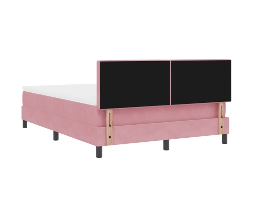 Cama Box Spring  con Colchón Rosa 140x190 cm Terciopelo