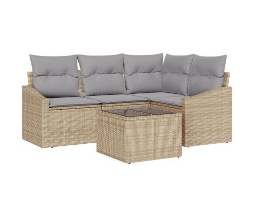 Juego de Sofá de Jardín  Set de 5 Beige Ratán
