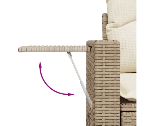Conjunto de Sofá de Jardín de 8 Piezas con Cojines Ratán Beige Acacia,  Conjunto de Comedor de Jardín de 3 Piezas con Cojines Ratán Beige Acacia