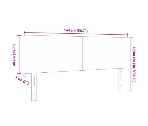 Cabecero  Diseño Simple Verde Claro Gris 140 cm Tela de Terciopelo