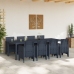 Juego de Comedor de Jardín de 9 Piezas Poliratán Gris Oscuro