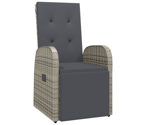 Set de comedor de jardín de 3 piezas con cojines Ratán Poliéster Gris
