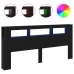 Cabecero de Almacenamiento  con Luces LED Madera Negra 220x18,5x103,5 cm