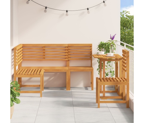 Juego de Comedor de Jardín de 4 Piezas - Madera Sólida de Acacia