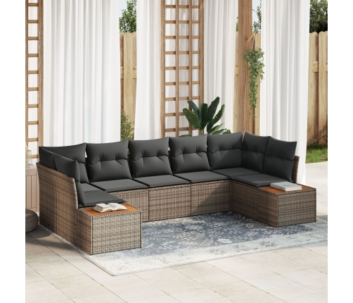 Conjunto de Sofá de Jardín  de 7 Piezas con Cojines Gris Ratán Acacia