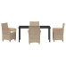 Set de Comedor de Jardín  de 5 Piezas con Cojines Beige de Polirratán