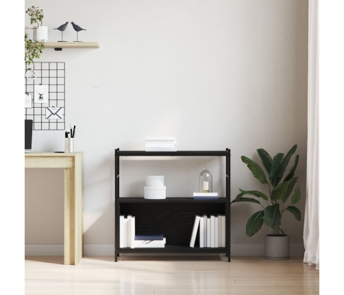 Cabinet de Libros  Negro Roble 80x30x78,5 cm Madera Ingenierada