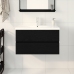 Gabinete para Lavabo  con Lavabo Integrado Roble Negro Madera Ingenierizada, Gabinete para Lavabo  Roble Negro 80x38.5x45 cm Madera Ingenierizada