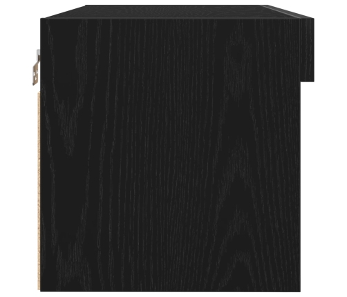 Mueble de TV de pared con luces LED Roble negro 80x30x30 cm