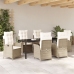 Juego de Comedor de Jardín de 7 Piezas con Cojines Beige Ratán Poli