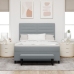 Cama con Base de Resortes con Colchón y Banco Gris Claro 140x190 cm Tela