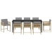 Conjunto de Comedor de Jardín  de 9 Piezas con Cojines Beige Ratán Poliéster