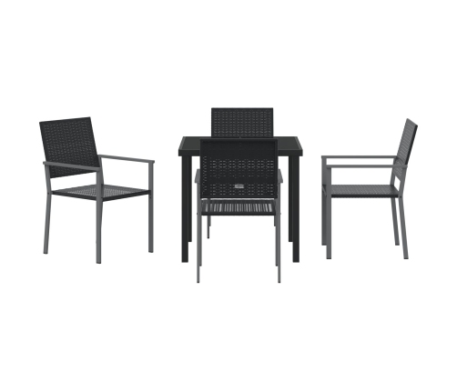 Conjunto de 3 Negro Ratán PE 54x62.5x89 cm Duradero