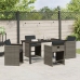 Conjunto de Comedor de Jardín de 5 Piezas con Cojines Poliratán Gris