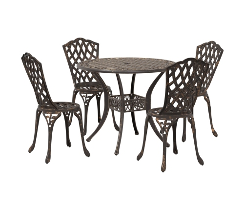 Conjunto de Comedor de Jardín de 5 Piezas  - Bronce Aluminio Fundido
