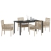 Juego de Comedor de Jardín de 5 Piezas con Cojines Beige Ratán Poliéster