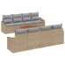 Conjunto de Sofá de Jardín  de 7 Piezas con Cojines Beige Ratán Sintético Acacia