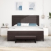 Cama con somier y colchón marrón oscuro 180x200 cm tela