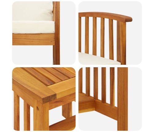 Conjunto de Jardín de 3 Piezas con Cojines de Madera Sólida de Acacia
