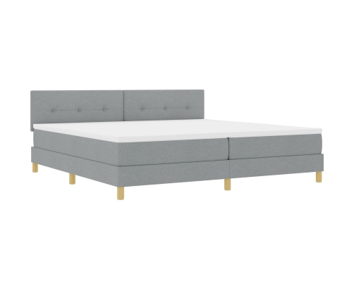 Cama con Box Spring  con Colchón Gris Claro 200x200 cm Tela