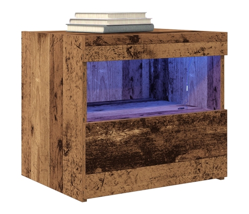 Cabinet de Noche  con Luces LED Madera Vieja 50x40x45 cm