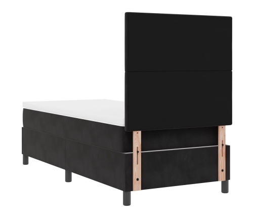 Cama Box Spring con Colchón y LED Negra 90x200 cm de Terciopelo