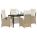 juego de comedor de jardín de 5 piezas beige ratán poliéster