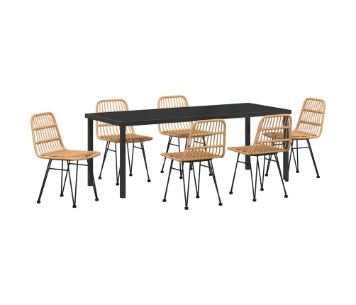Set de Comedor de Jardín  de 7 Piezas Marrón Poliratán