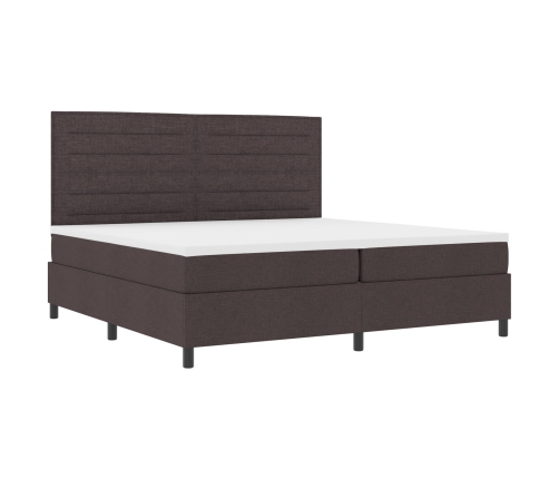 Cama con muelles  con colchón y luces LED Marrón oscuro 200x200 cm Tela