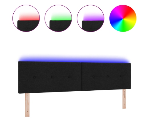Cabecera LED acolchada negra 90 cm tela