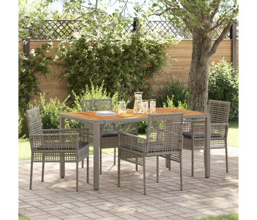 Conjunto de Comedor de Jardín  de 5 Piezas con Cojines Gris Poliratán