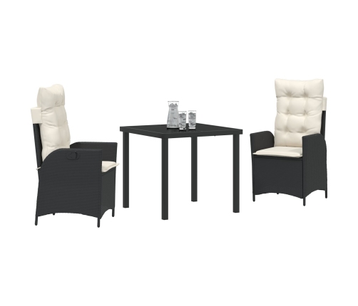 Set de 2 Negro PE ratán Mediano Reposabrazos ajustables