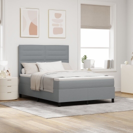 Cama con Box Spring  con Colchón Gris Claro 140x190 cm Tela