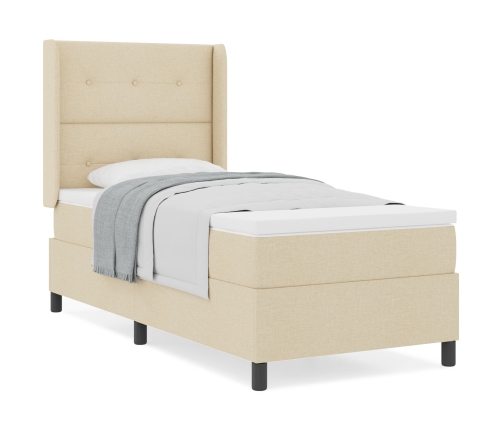 Cama con Box Spring y Colchón  Crema 100x200 cm Tela