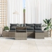 Conjunto de Sofás de Jardín  6 Piezas Beige Ratán y Poliéster