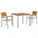 Set de Comedor de Jardín Set de 3 Gris, Tono Madera Metal, Madera