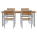 Juego de Comedor de Jardín de 5 Piezas en Gris Acero y Madera Sólida de Acacia
