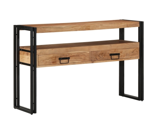 Mesas Auxiliares  Negras 120x33x75 cm de Madera Maciza de Acacia y Metal