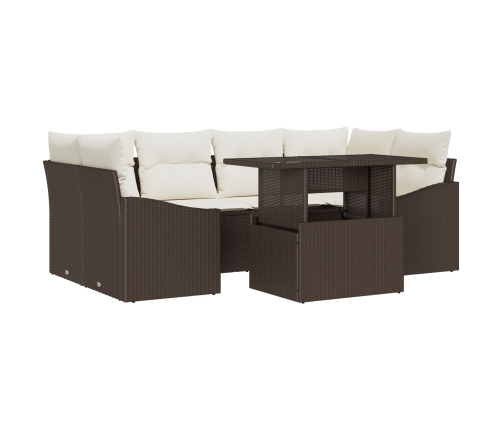 Conjunto de Sofá de Jardín  Set de 7 Marrón Ratán