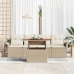 Juego de Sofá de Jardín de 5 Piezas con Cojines Beige Ratán Polivalente Acacia