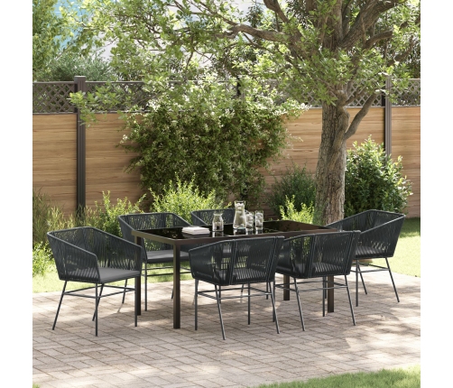 Set de 4 Negro Poliratán PE Estándar Duradero Silla de Jardín