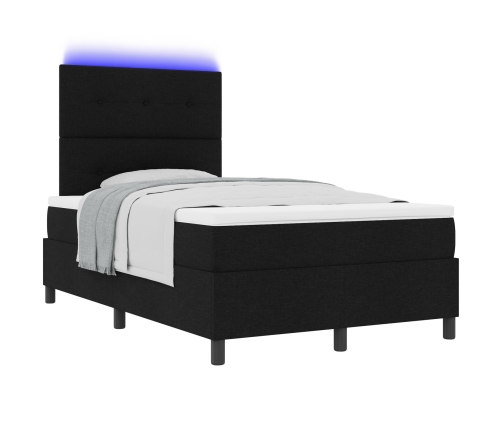 Cama con base y colchón y luz LED negra 120x200 cm tela