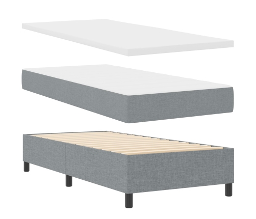 Cama con Box Spring  con Colchón y Banco Gris Claro 90x200 cm Tela