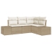Conjunto de Sofá de Jardín de 4 Piezas con Cojines Beige Poliratán